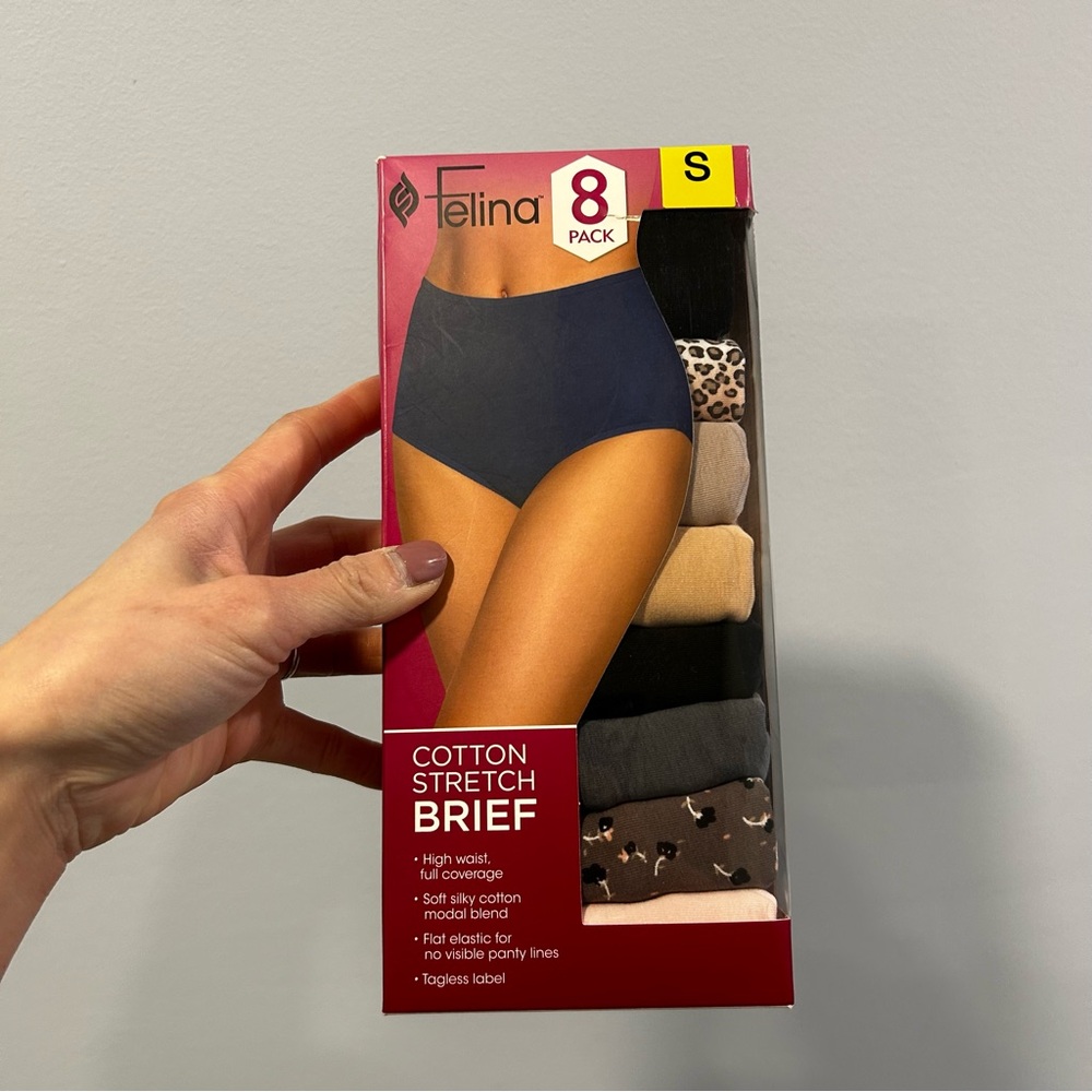 Felina Cotton Stretch Briefs 8-Pack - Black, Gray, Tan, Leopard